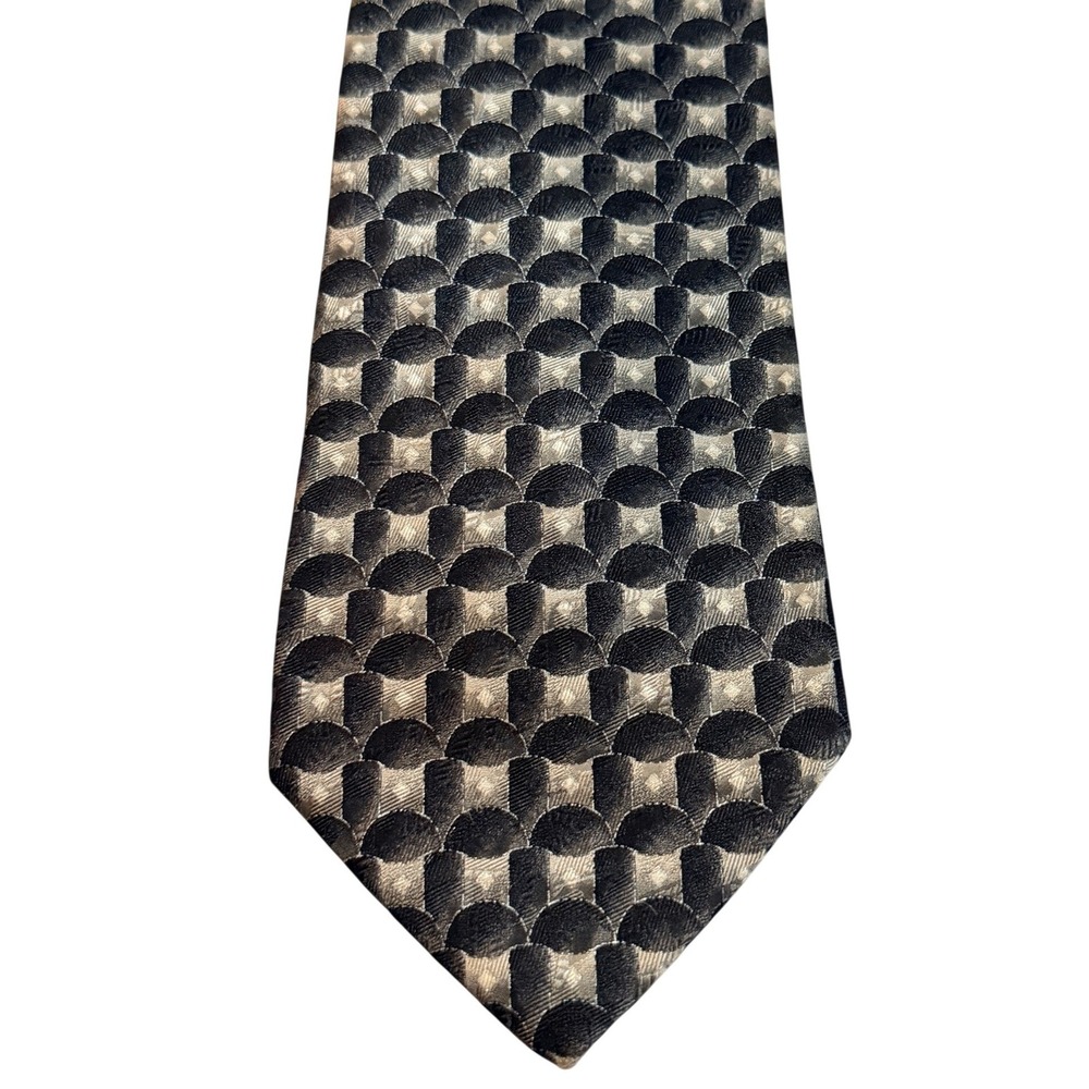 Roundtree‎ & Yorke Silk Tie Geometric Handmade in USA Necktie Classic